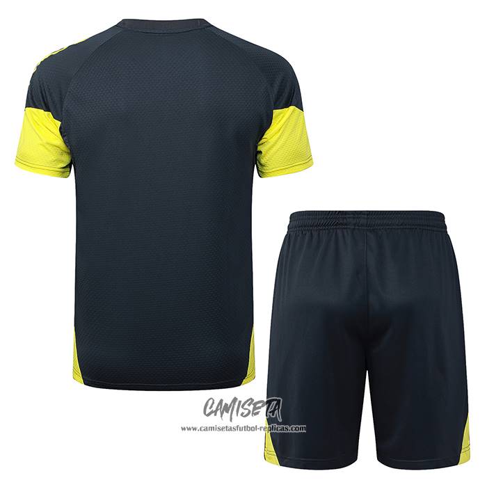 Chandal del Real Madrid 2025-2026 Manga Corta Amarillo - Pantalon Corto Negro
